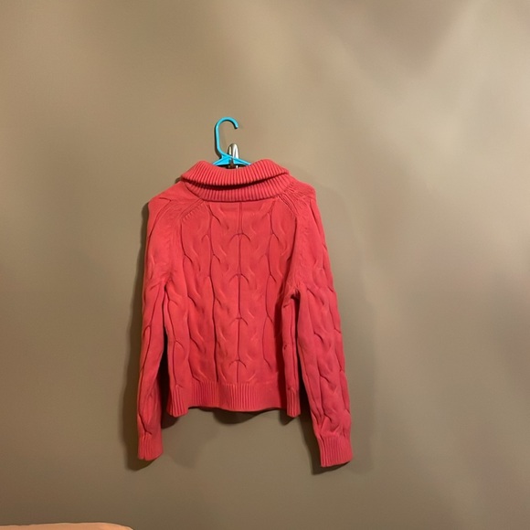Talbots Pink Cable Knit Zip-Up Sweater - Picture 2 of 5